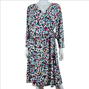 Lane Bryant Multicolor Abstract Print Surplice Neckline Faux Wrap Dress 14 -16